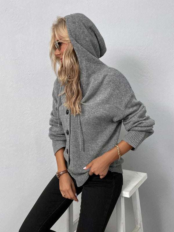 SnuggleStyle™ - Button-Down Long Sleeve Hooded Sweater