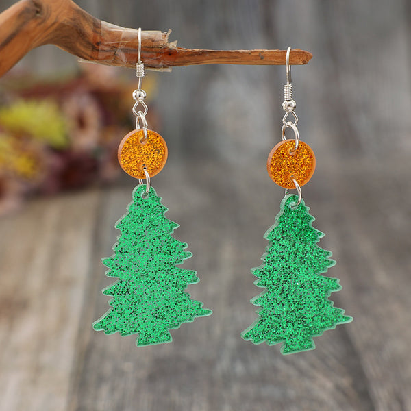 SparkleTree - Glitter Acrylic Holiday Earrings