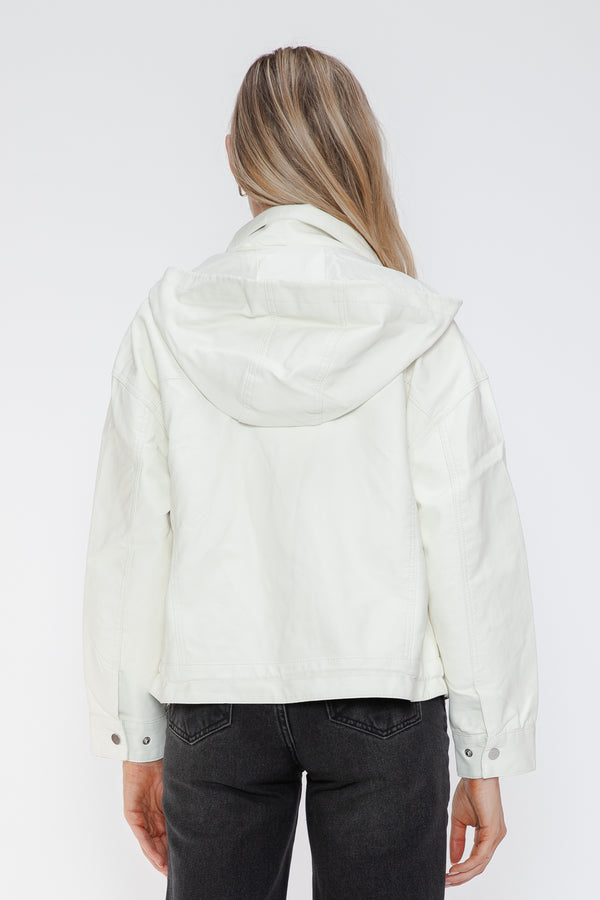 VogueEdge™ - Drawstring Hem PU Leather Zip-Up Jacket